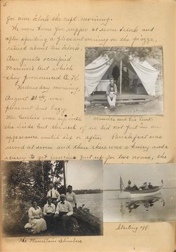 (SCRAPBOOK) Diary entitled Trip Around Lake Winnipesaukee, July 25, 1913, with 70 handwritten pages containing more than 120